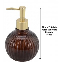 Porta Sabonete Líquido 335ml De Vidro Marrom